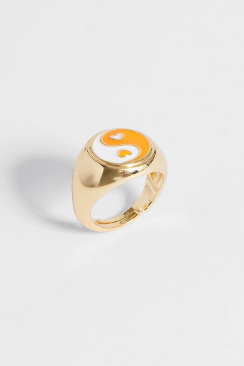 Anillo Yin Yang ajustable cobre naranja