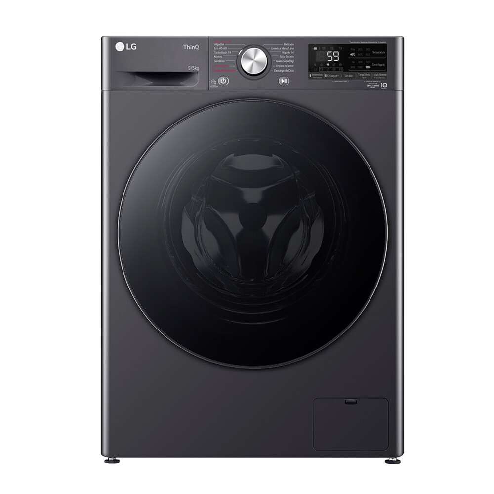 LAVASECARROPAS INVERTER LG 9-KG-LAVADO-5KG-SECADO GRIS WD9MVC4S6