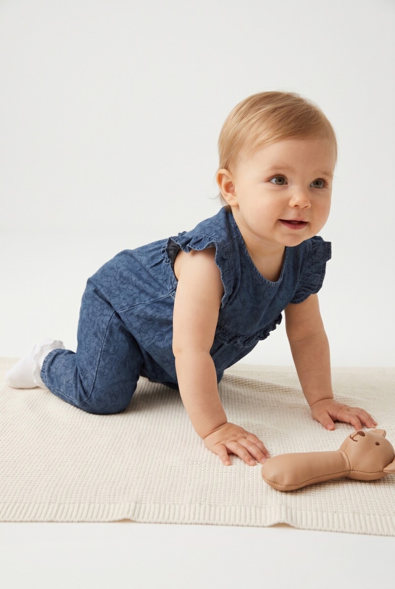 Enterito largo con volado en hombros - Jean oscuro 