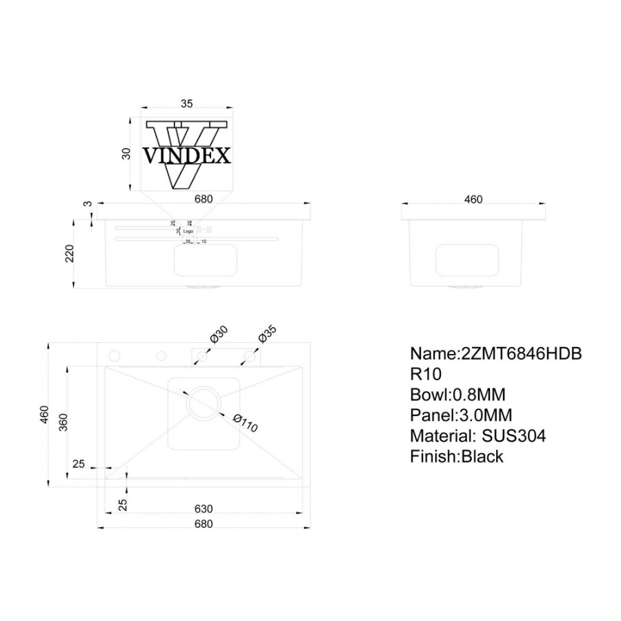 Pileta Simple con Griferia Black 68 x 46 Cm Pileta Simple con Griferia Black 68 x 46 Cm