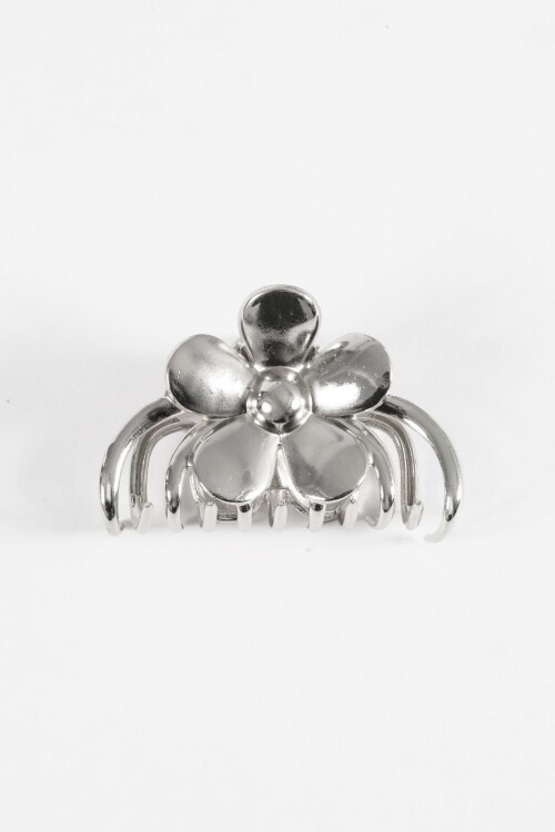 Broche flor plateado