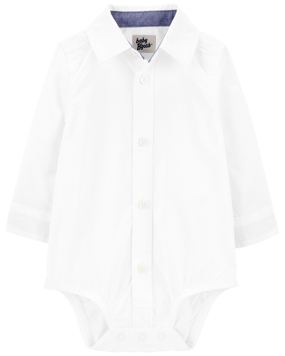 Body de algodón, tipo camisa, blanco 