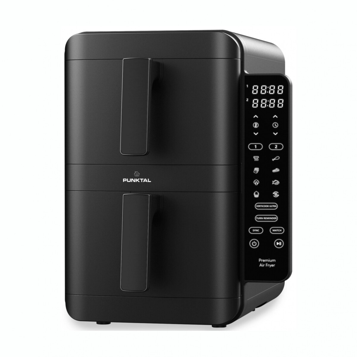 Freidora Vertical Sin Aceite PUNKTAL PK-390 FD 2400W 8L Doble Canasto 