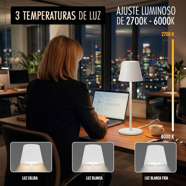 Lampara Escritorio Mesa Velador Led Recargable Inalambrica IMBACK Color Blanco Lampara Escritorio Mesa Velador Led Recargable Inalambrica IMBACK Color Blanco