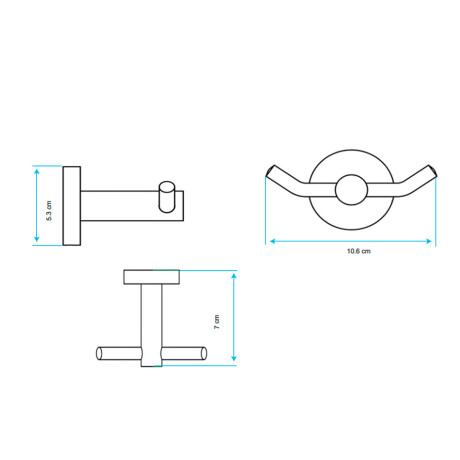 PERCHA METALICA DE BAÑO LINEA MODENA COLOR BRONCE ROSE GOLD BRONCE-ROSE GOLD