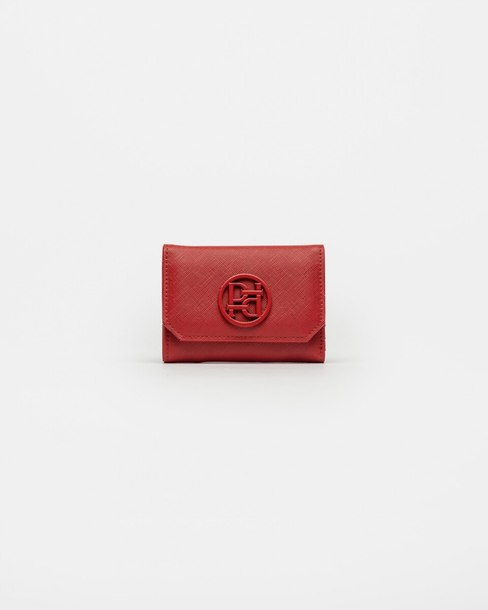 Billetera P&P En Efecto Cuero Saffiano - Rojo 