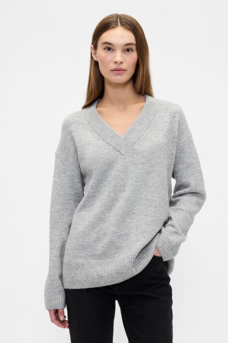 Buzo Cuello V Mujer Bc15 Lt Grey Heather