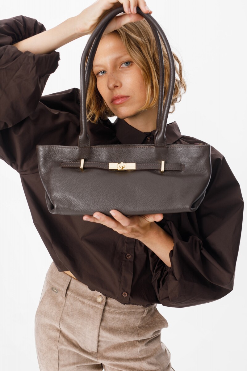 Golden Leather Bag Chocolate