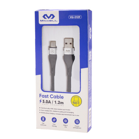 Cable Tipo C Miccell Vq-d129 3a 1.2m Negro Jtmicc013 Cable Tipo C Miccell Vq-d129 3a 1.2m Negro Jtmicc013
