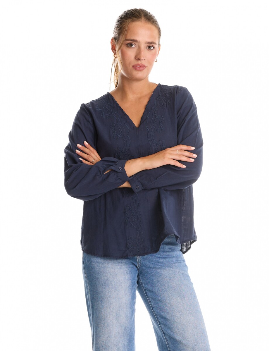 Blusa Algodon Esc V - Azul 