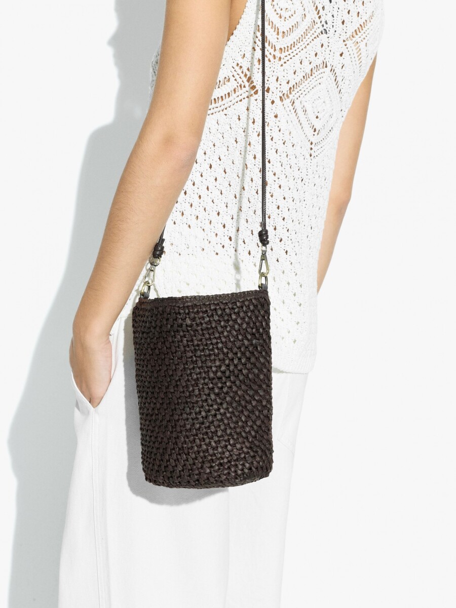 Bolso Bandolera Efecto Rafia Con Asa Versátil marron