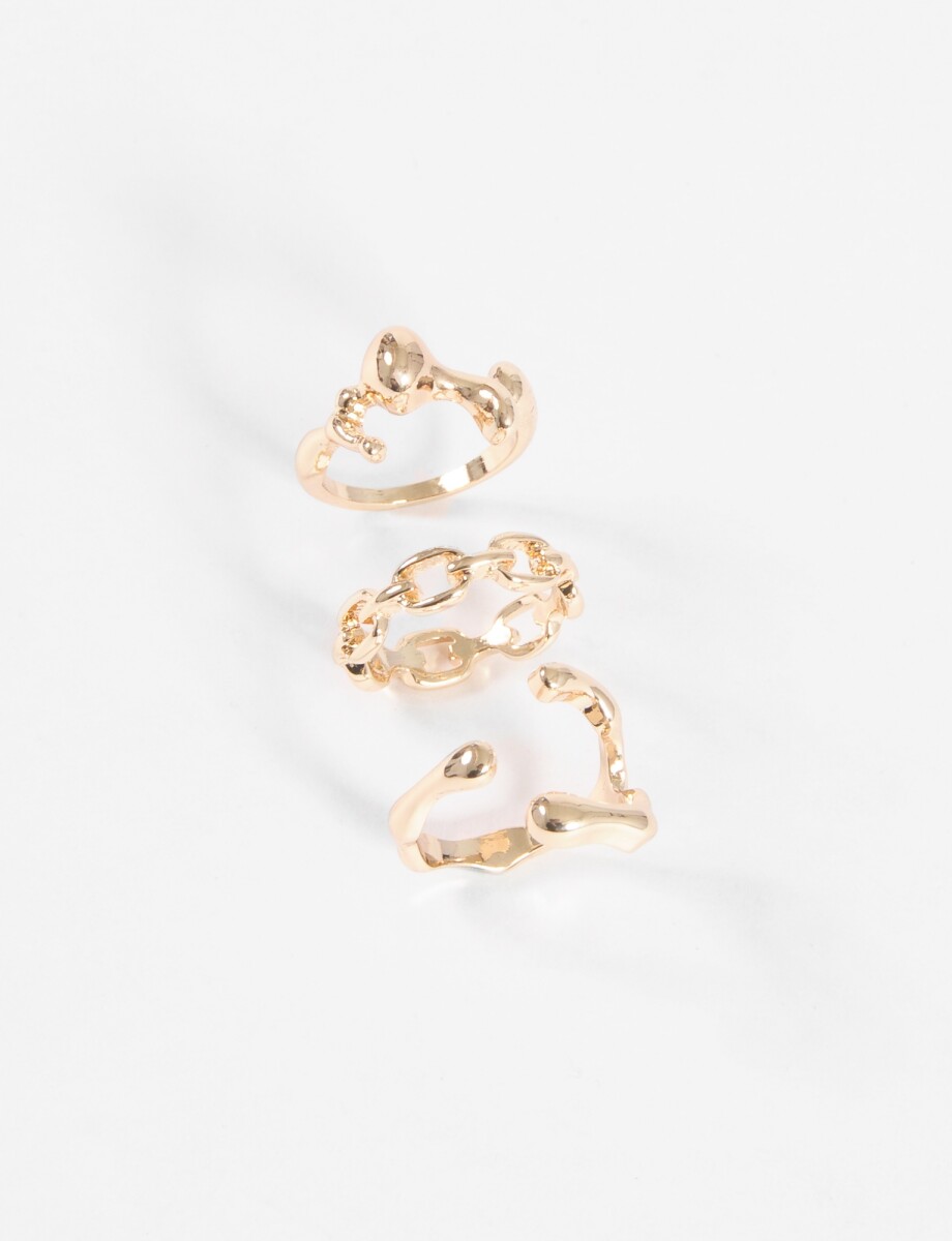 Set de anillos wavy - dorado 