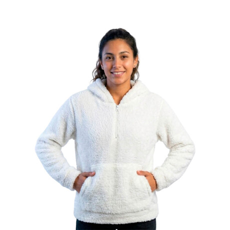 Set2 Buzos Canguro Polar Corderito Unisex Medio Cierre Rosado/Blanco