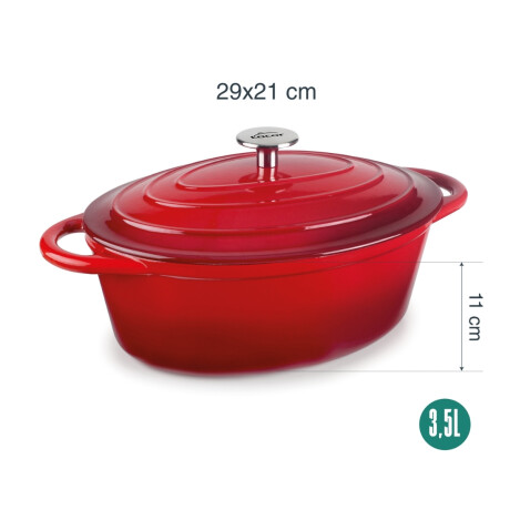 Cacerola Ovalada 3.5 Litros Hierro Fundido 29x21cm Rojo Lacor Cacerola Ovalada 3.5 Litros Hierro Fundido 29x21cm Rojo Lacor