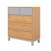 Cómoda 5 Cajones - Madera Maciza Pino/Gris - Square Cómoda 5 Cajones - Madera Maciza Pino/Gris - Square
