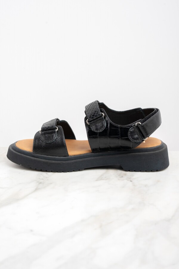 Sandalia Cuero Combinada Negro