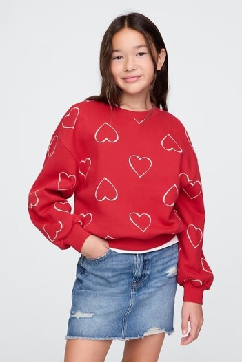 Buzo Grafico Niña Modern Red Hearts