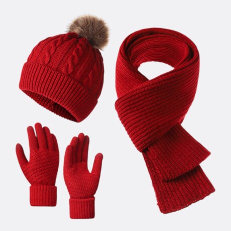 Set Abrigo Essential Winter Tres Piezas Adulto Rojo