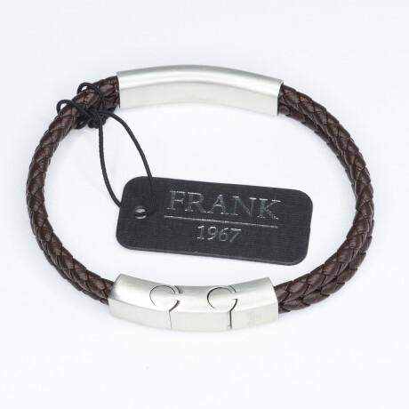 Pulsera de cuero y acero, FRANK. Pulsera de cuero y acero, FRANK.