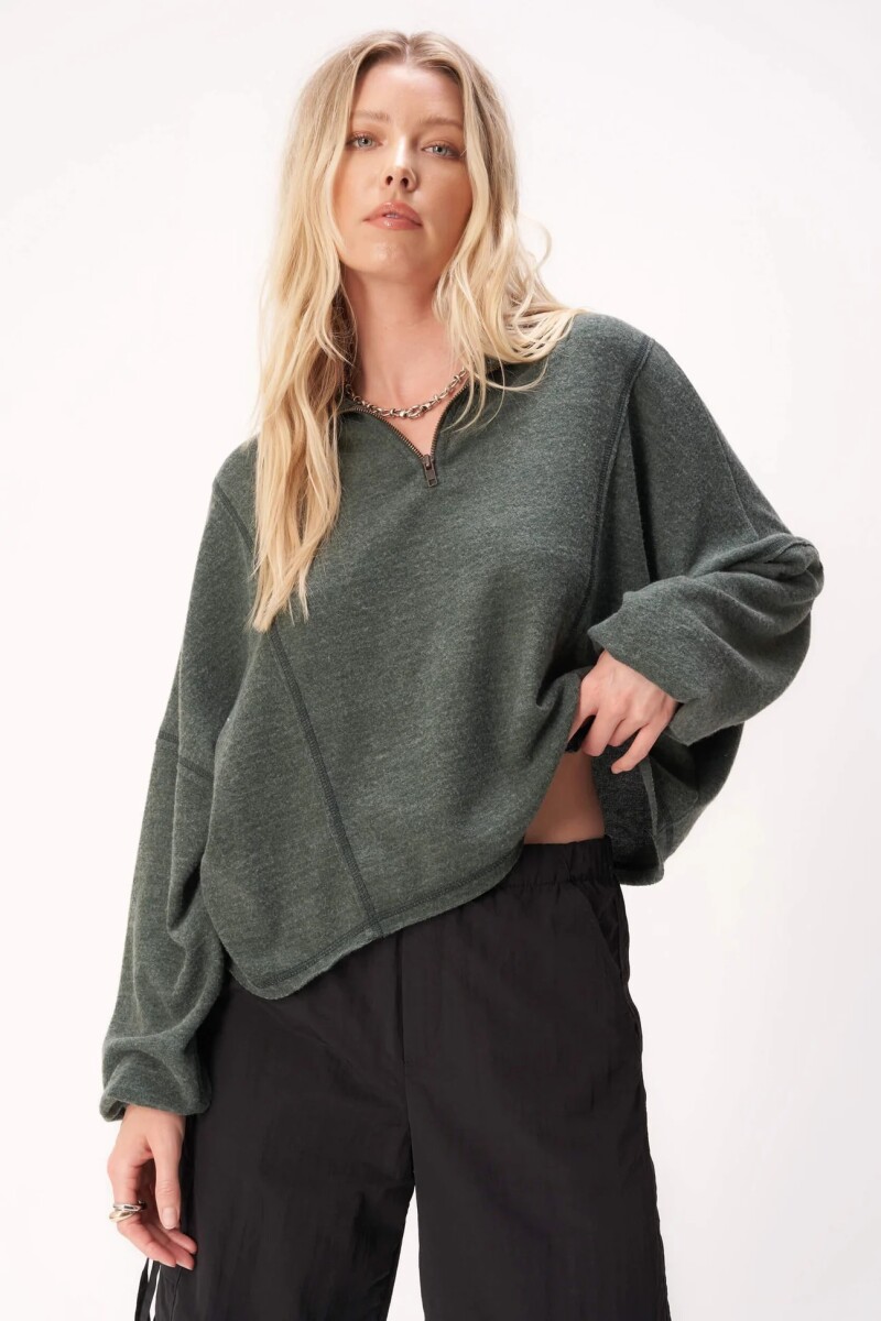 ADA COZY HEATHERED HALF ZIP LO 