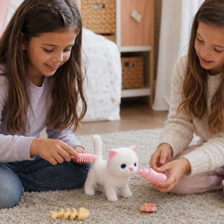 Gatito de peluche con caja transportadora Rosado
