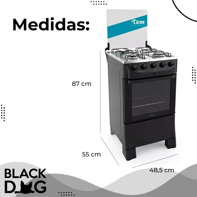 Cocina Tem Aniversario A Gas 4 Hornallas Inox Negro + Smartwatch Cocina Tem Aniversario A Gas 4 Hornallas Inox Negro + Smartwatch