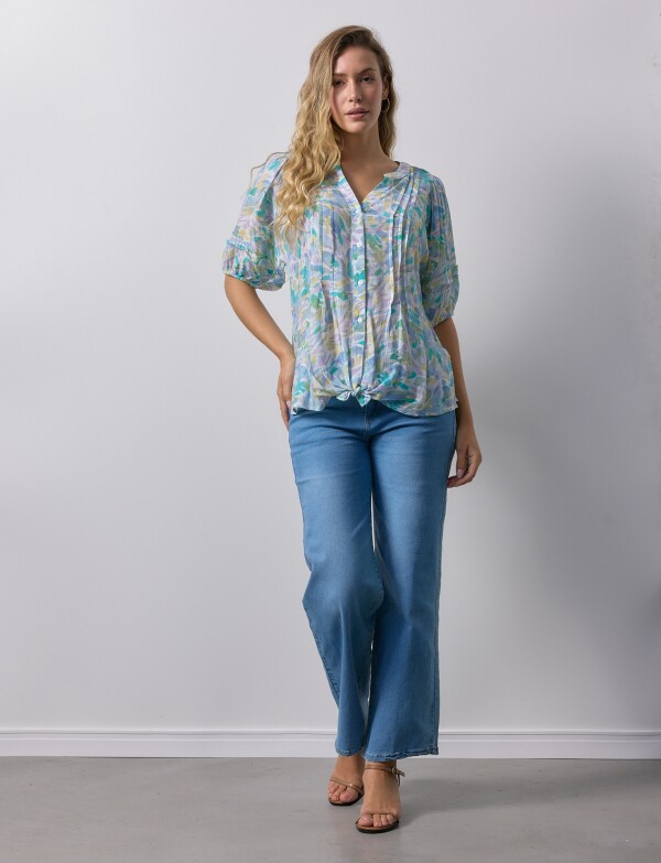 Blusa Botones MULTI/CELESTE