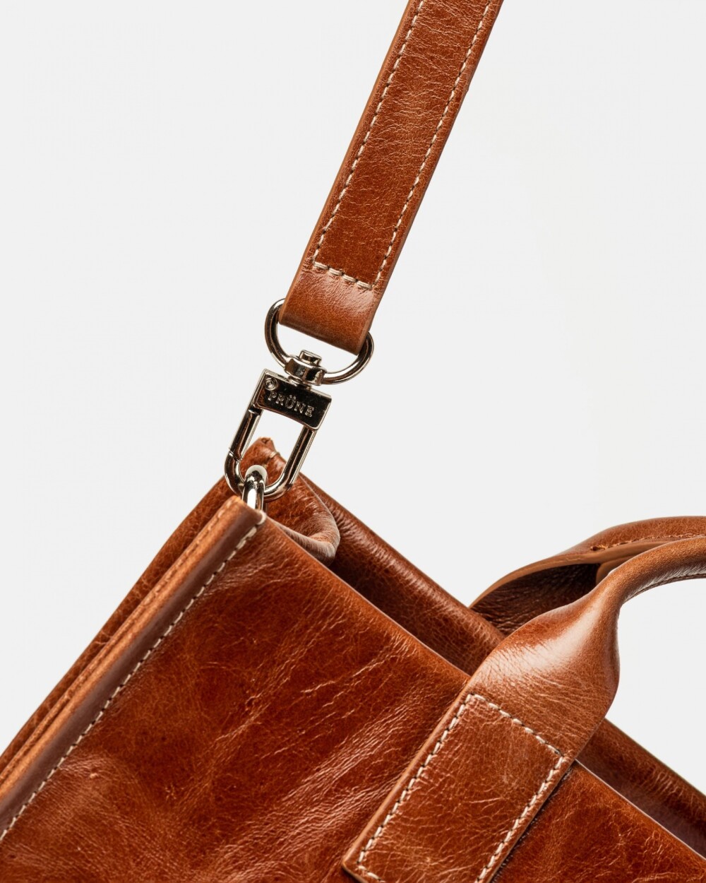 Cartera de mano Capri en cuero arrugado Cuoio