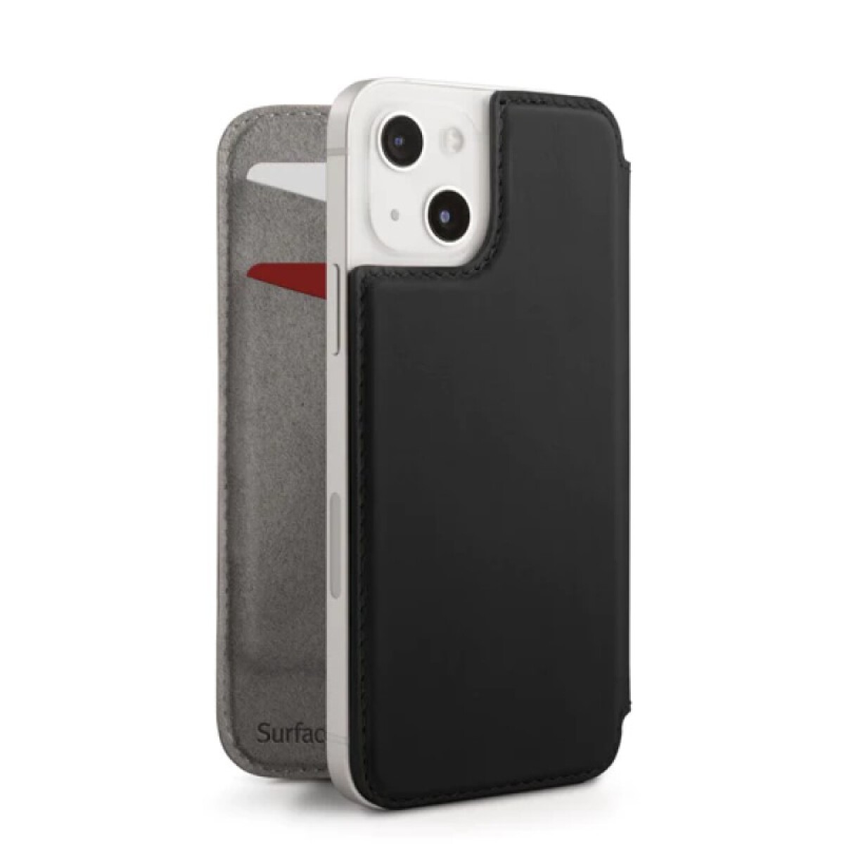 Protector SurfacePad de cuero para iPhone 13 | Twelve South Negro