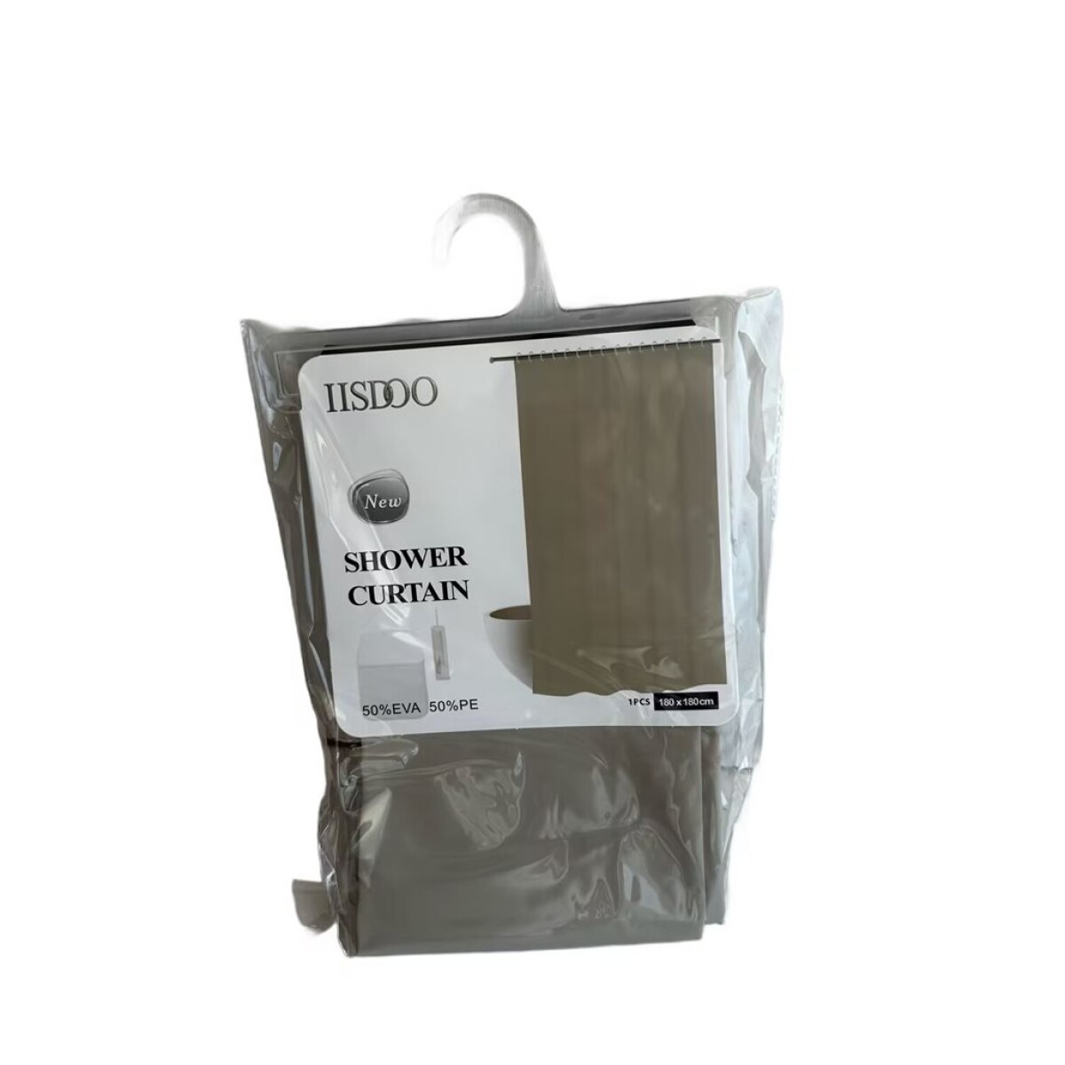 CORTINA DE BAÑO LISA C/GANCHOS 180x180CM BEIGE 