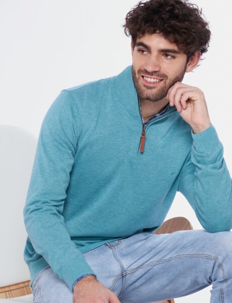 BUZO TEJIDO DE ALGODÓN Verde agua