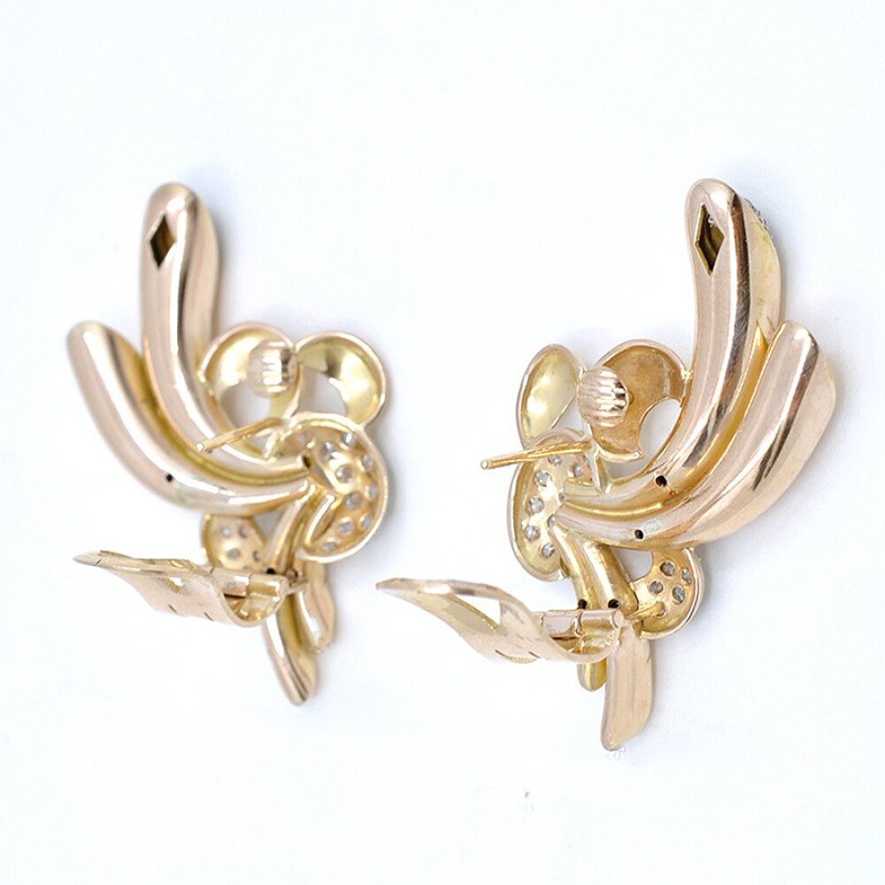 Caravanas Antiguas En Oro 18K Y Brillantes Caravanas Antiguas En Oro 18K Y Brillantes