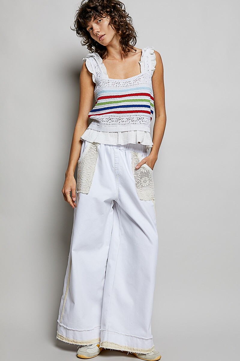 PANTALON DENIM PARCHES Blanco