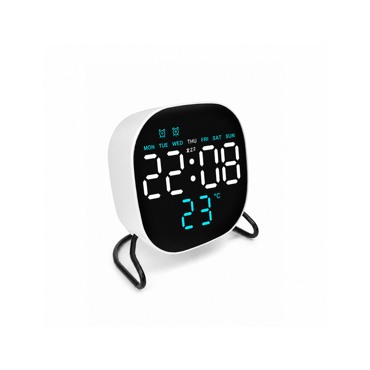 Reloj digital con indicador de temperatura Cuadrado Blanco - Blanco 