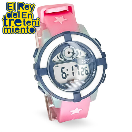 Reloj Infantil C&O Sport Con Luz Y Alarma + Estuche Rosa