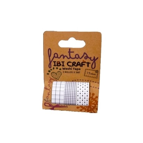 Cinta Adhesiva Ibi Craft 3 Rollos Diseños Blanco y Negro