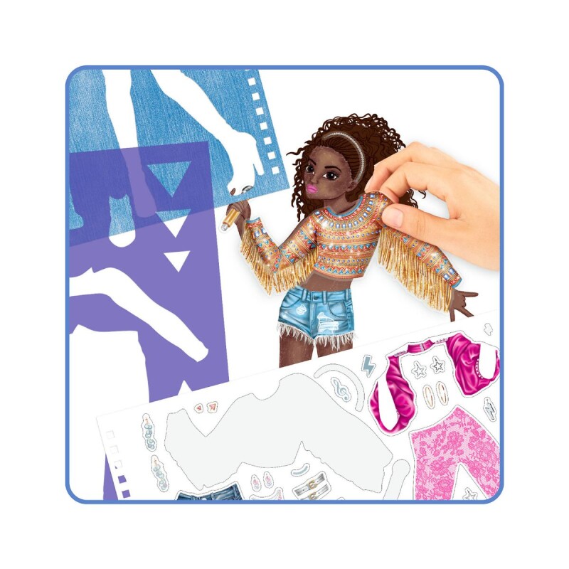 Popstar para diseñar y colorear con telas, moldes y stickers Popstar para diseñar y colorear con telas, moldes y stickers