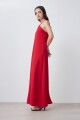 Maxi vestido escote halter rojo