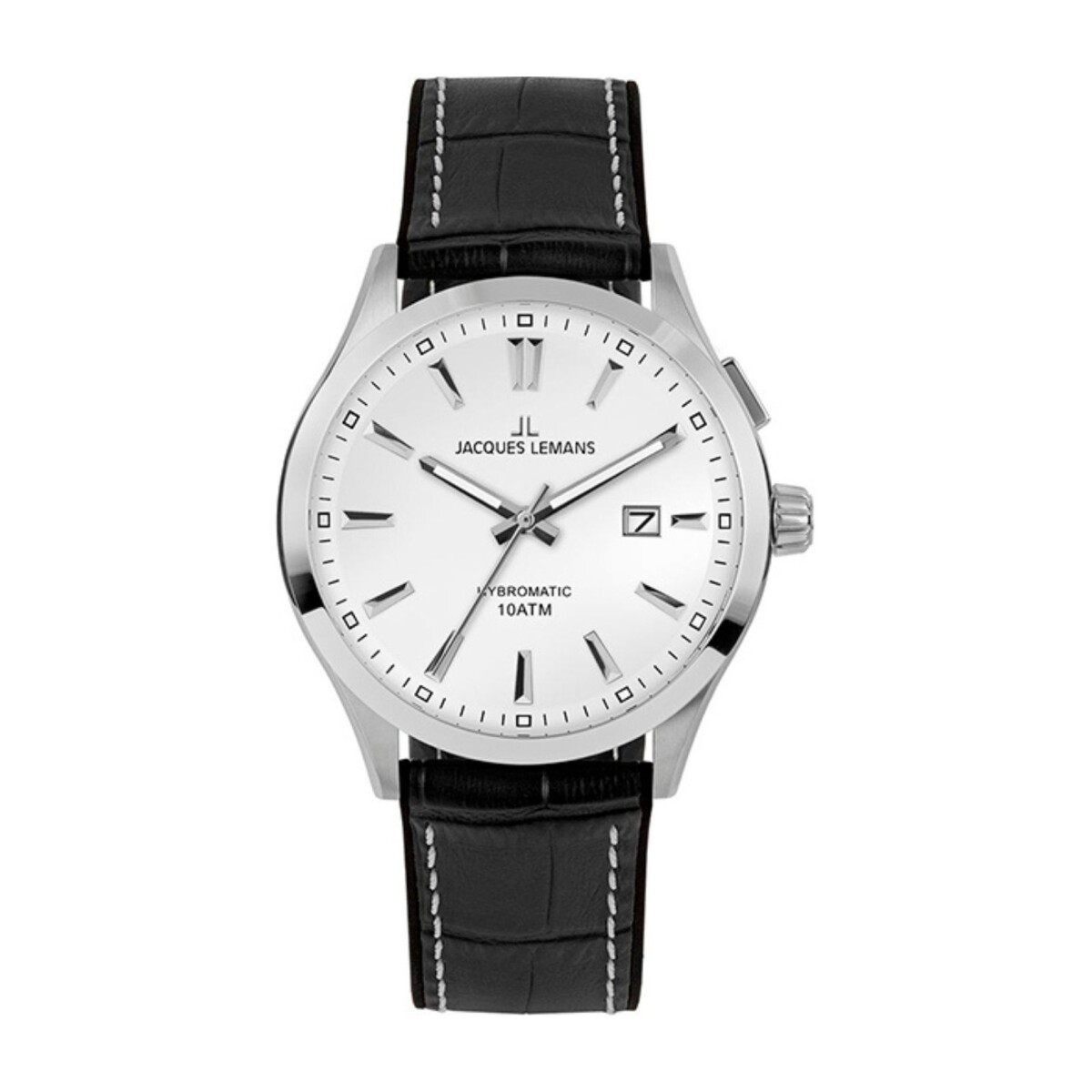 Reloj Jacques Lemans 1-2130b Hybromatic Automático Con Correa De Cuero Negra 