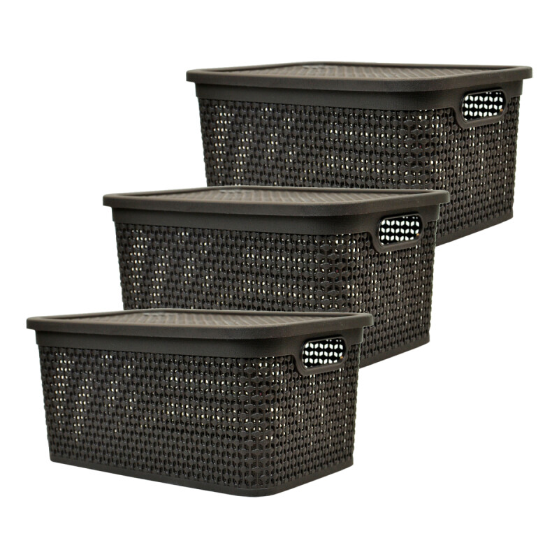 Set x3 Caja simil ratán CHOCOLATE