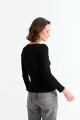 Remera m/l acanalada cuello a la base NEGRO