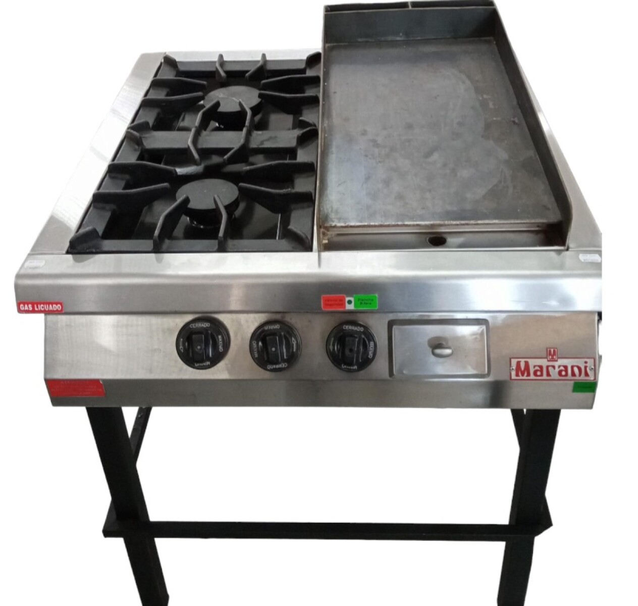 Anafe de 2 Hornallas a gas + Plancha Lisa 