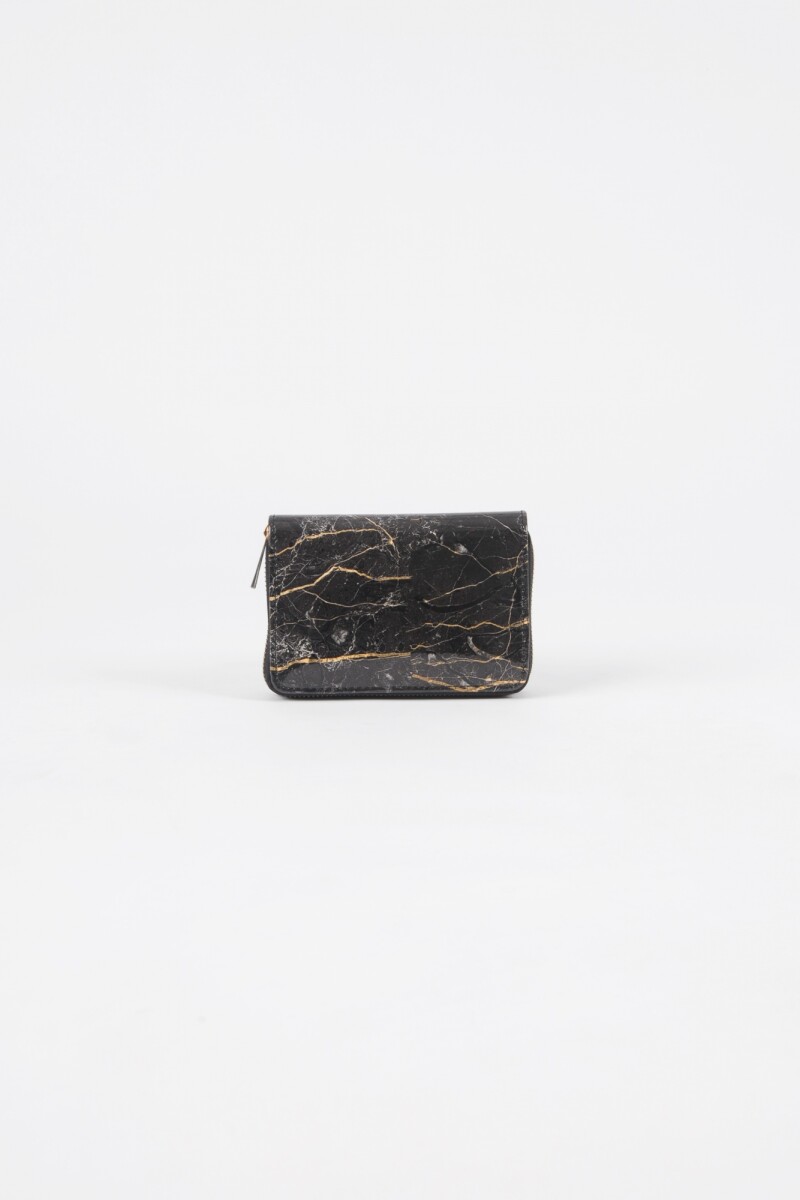 Billetera mediana marmolada NEGRO