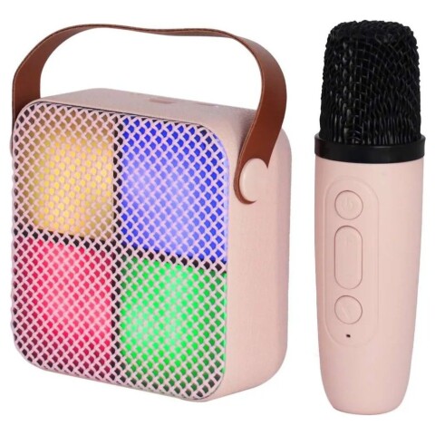 Parlante Bluetooth Karaoke Con Micrófono Y Luces Portatil Variante Color Rosa