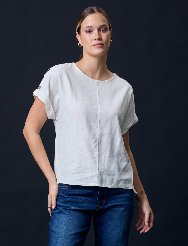Blusa Lino Botones CRUDO