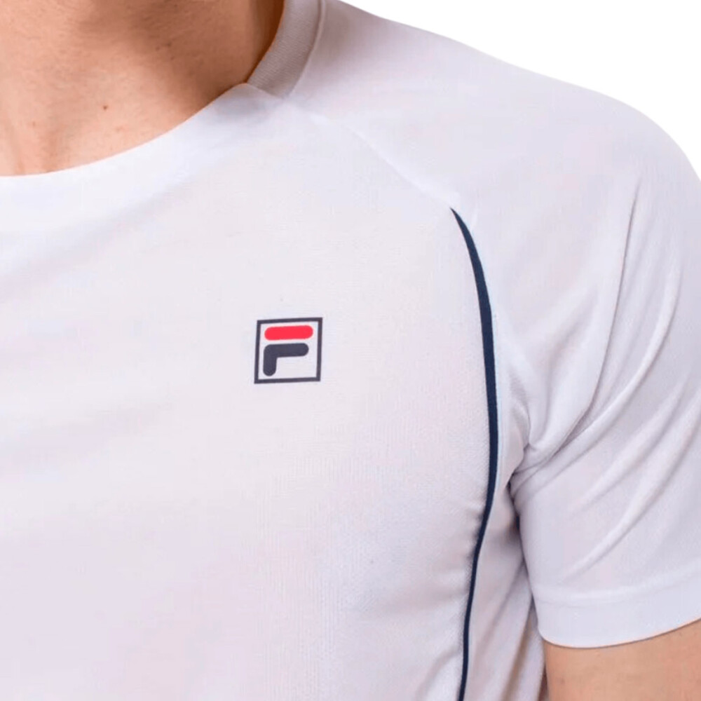 FILA Match Remera manga corta de tenis para hombre - Blanco/Marino Blanco-Marino