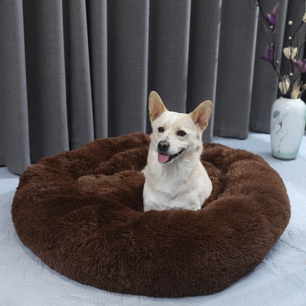 Cucha Cama Colchon Puff Plush 70cm Mascota Antiestress Color Variante MARRON