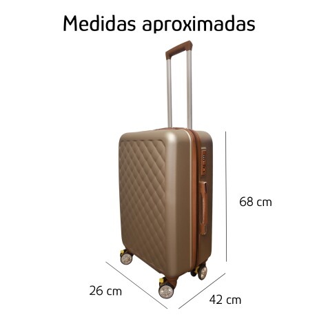 Valija Mediana Rígida Ruedas 360° Candado Diseño Acolchado Champagne