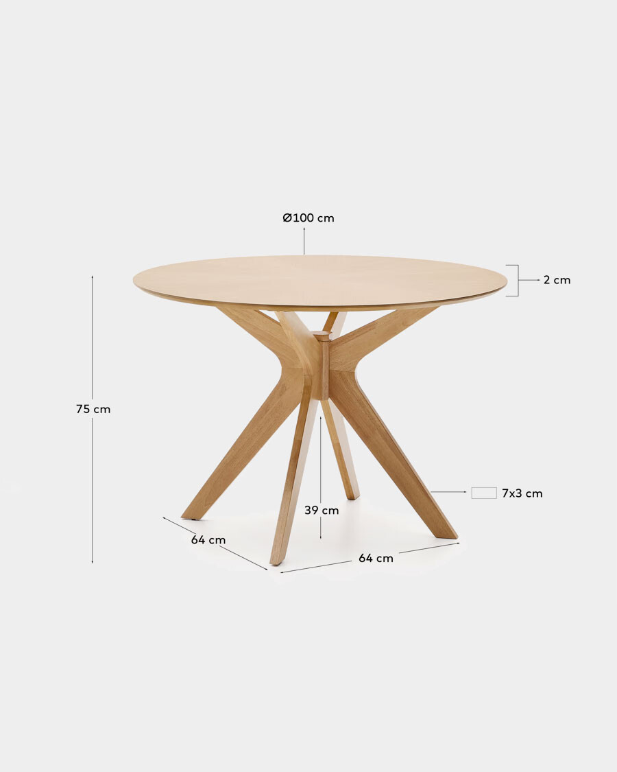 Mesa redonda Naanim de chapa de roble Ø 100 cm