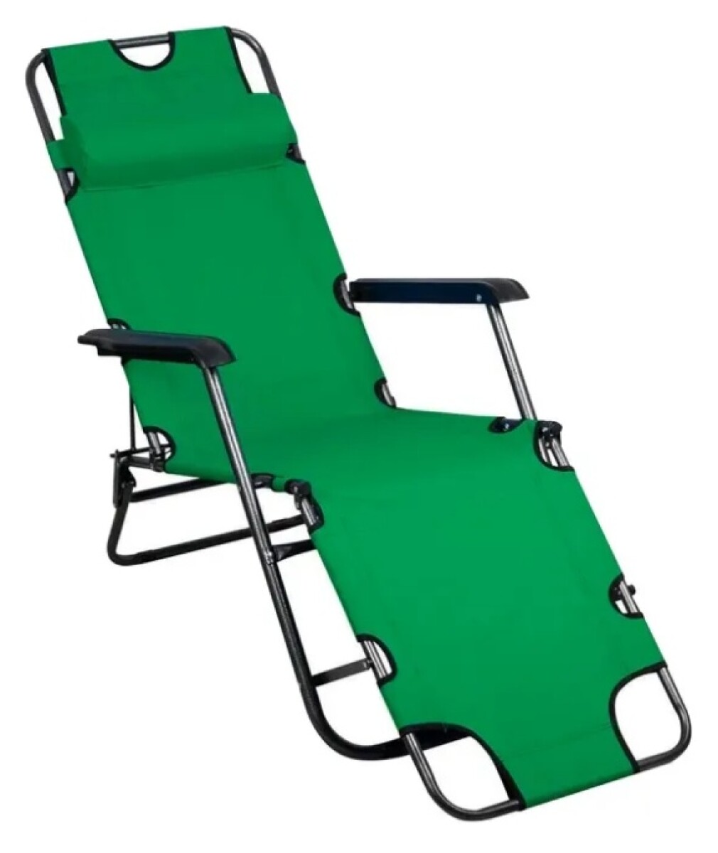 Silla Reposera Catre Plegable Anatómica Liviana Con Almohada - Verde 